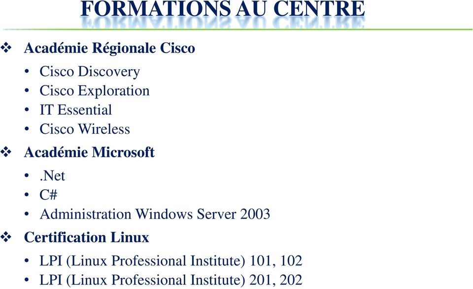 Net C# Administration Windows Server 2003 Certification Linux LPI