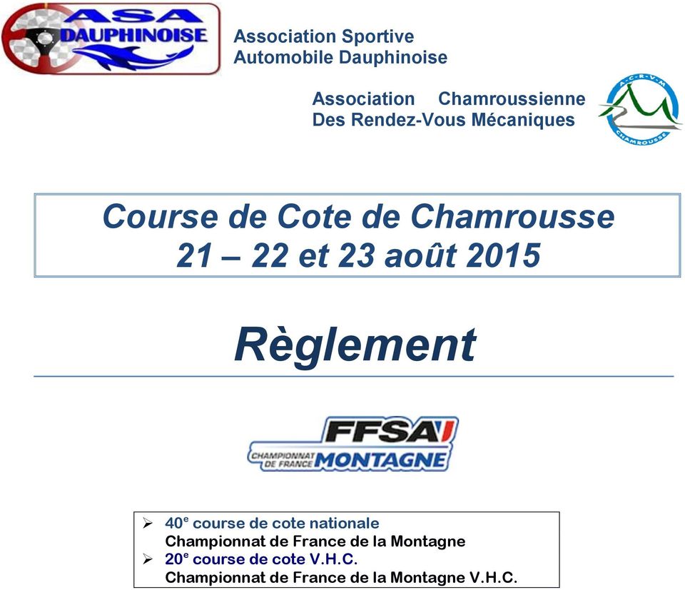 2015 Règlement 40 e course de cote nationale Championnat de France de la