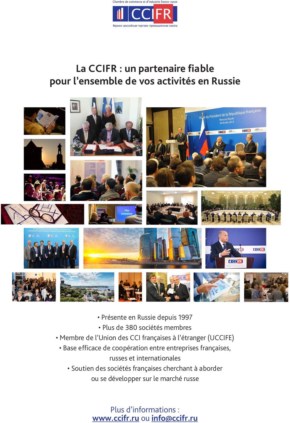 efficace de coopération entre entreprises françaises, russes et internationales Soutien des sociétés
