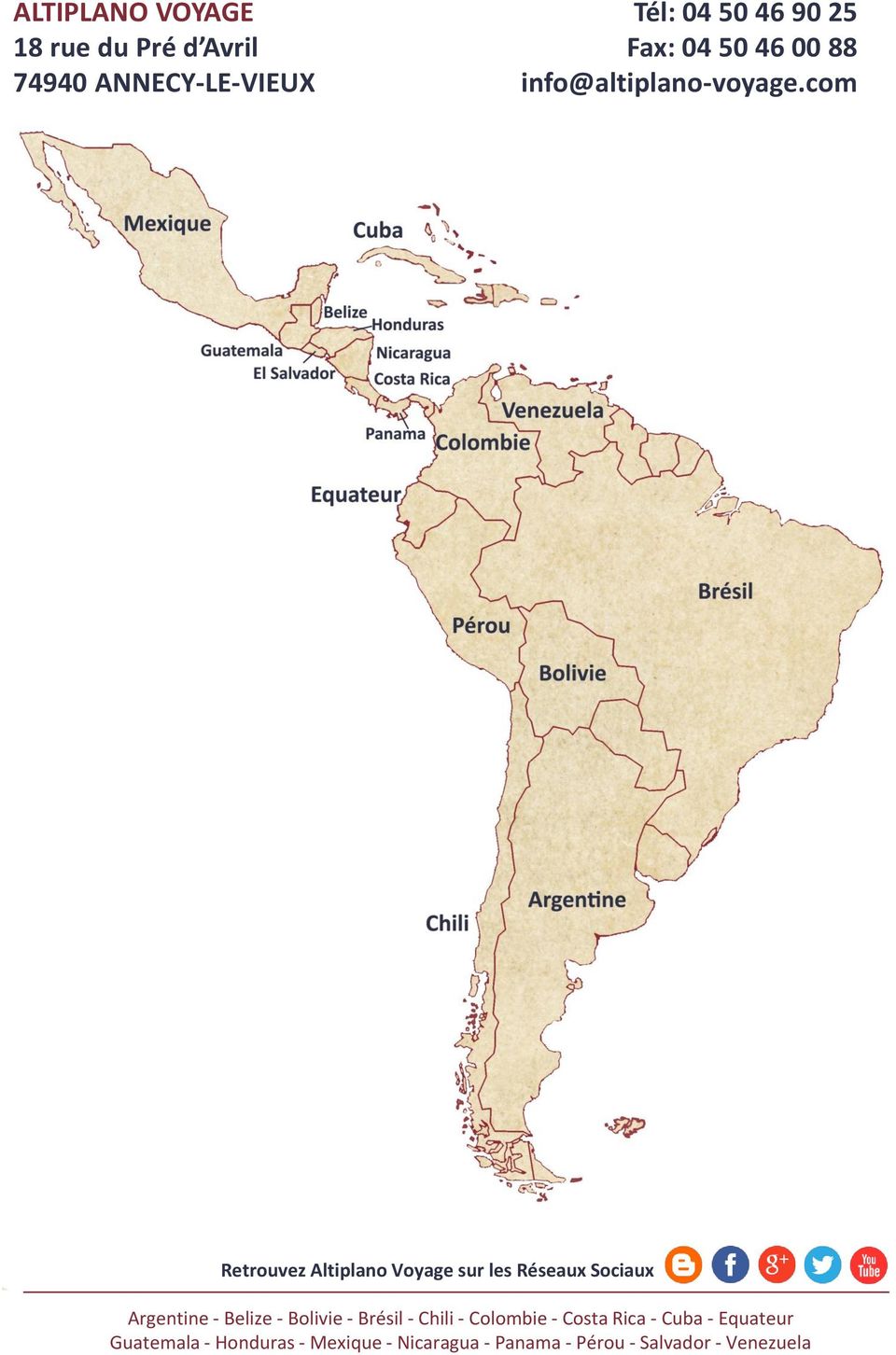 com Retrouvez Altiplano Voyage sur les Réseaux Sociaux Argentine - Belize - Bolivie -