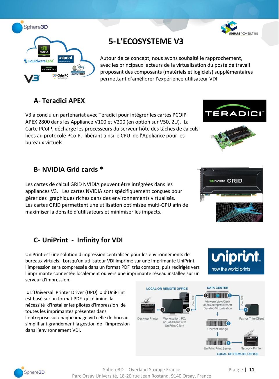 A- Teradici APEX V3 a conclu un partenariat avec Teradici pour intégrer les cartes PCOIP APEX 2800 dans les Appliance V100 et V200 (en option sur V50, 2U).