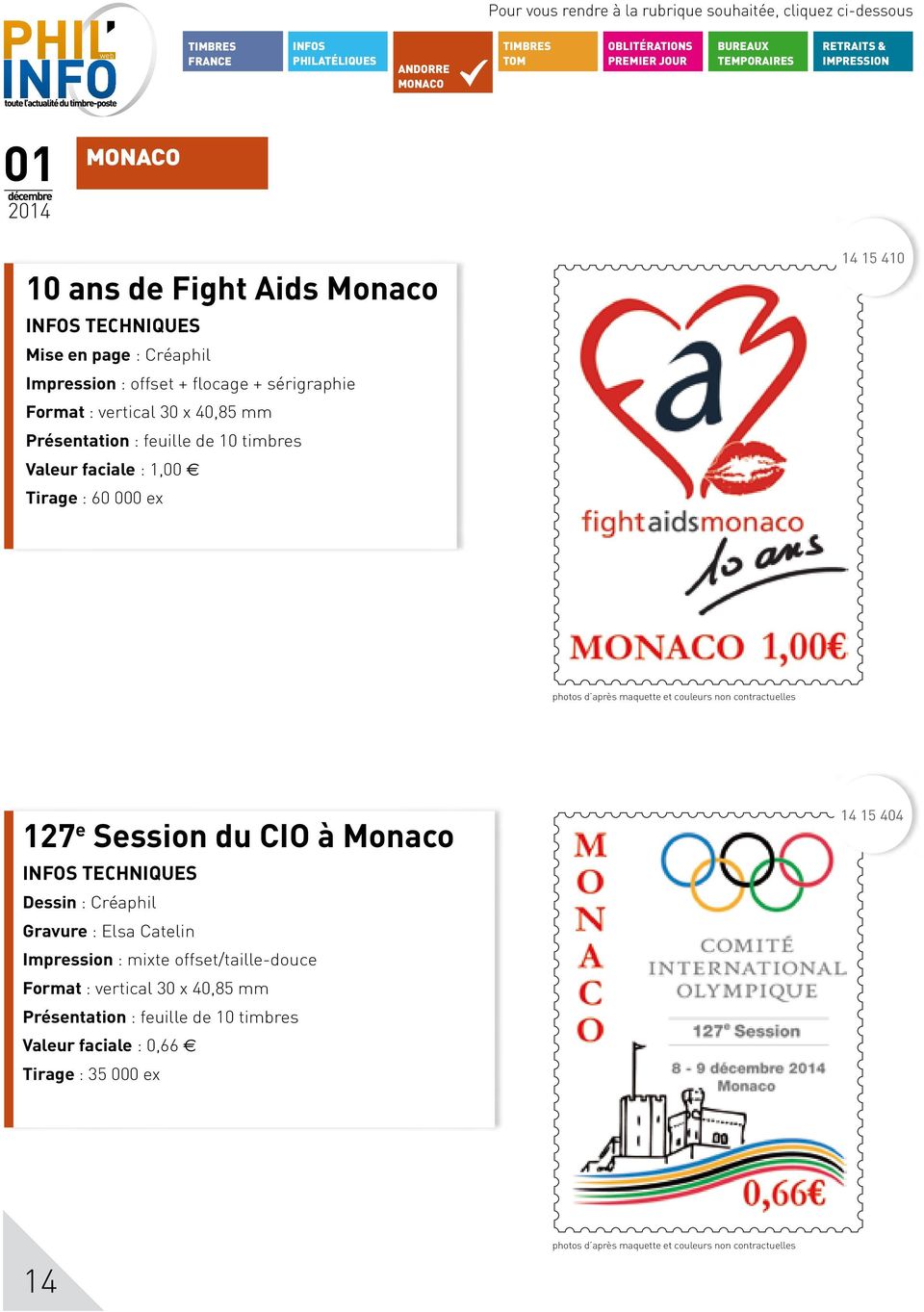 127 e Session du CIO à Monaco techniques Dessin : Créaphil Gravure : Elsa Catelin Impression : mixte offset/taille-douce Format : vertical 30 x