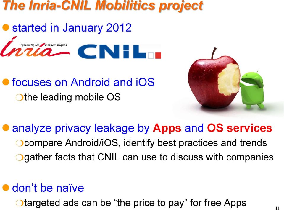 compare Android/iOS, identify best practices and trends gather facts that CNIL can use to