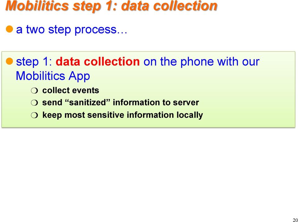 our Mobilitics App collect events send sanitized
