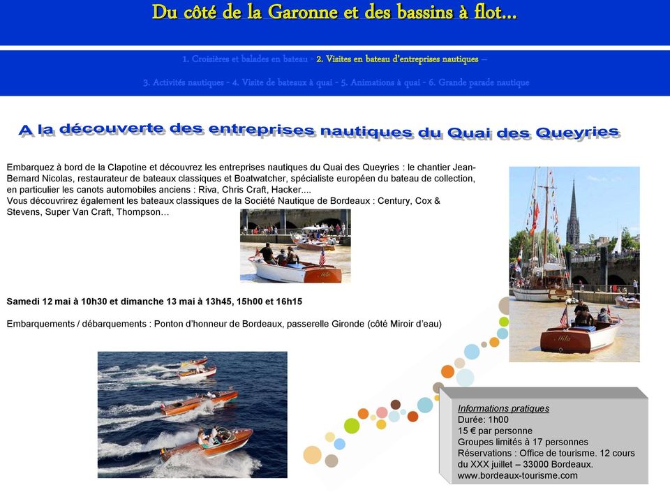 Boatwatcher, spécialiste européen du bateau de collection, en particulier les canots automobiles anciens : Riva, Chris Craft, Hacker.
