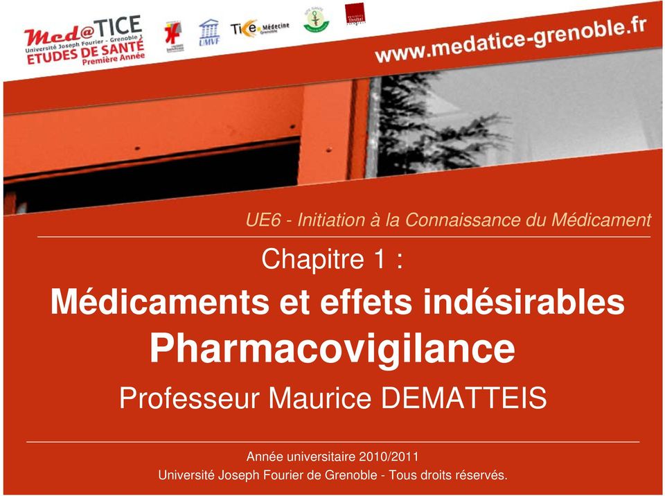 Professeur Maurice DEMATTEIS Année universitaire 2010/2011