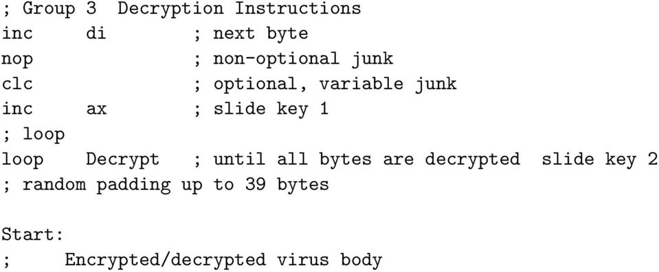 key 1 ; loop loop Decrypt ; until all bytes are decrypted slide