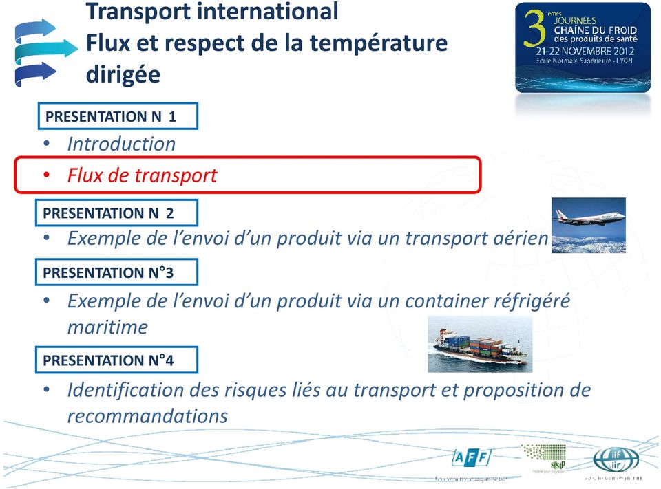 transport aérien PRESENTATION N 3 Exemple de l envoi d un produit via un container