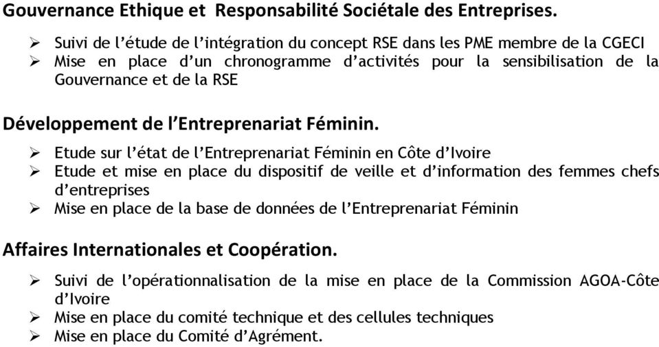 Développement de l Entreprenariat Féminin.