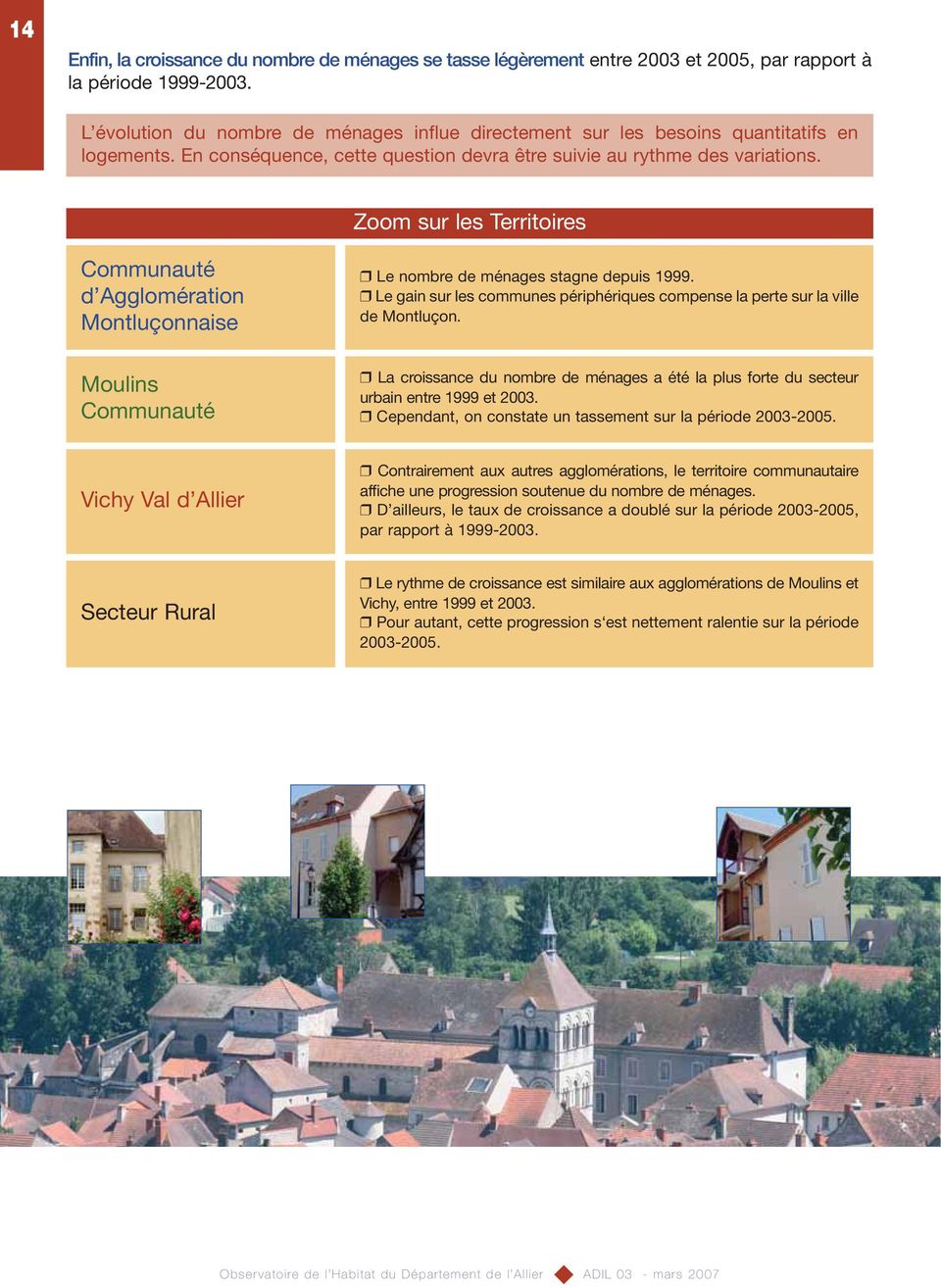 Zoom sur les Territoires Communauté d Agglomération Montluçonnaise Moulins Communauté Le nombre de ménages stagne depuis 1999.