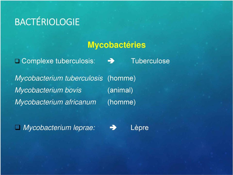 tuberculosis (homme) Mycobacterium bovis