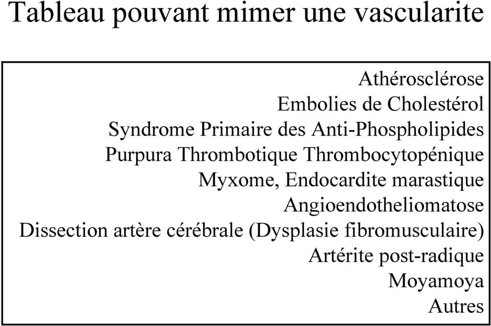 Thrombocytopénique Myxome, Endocardite marastique Angioendotheliomatose