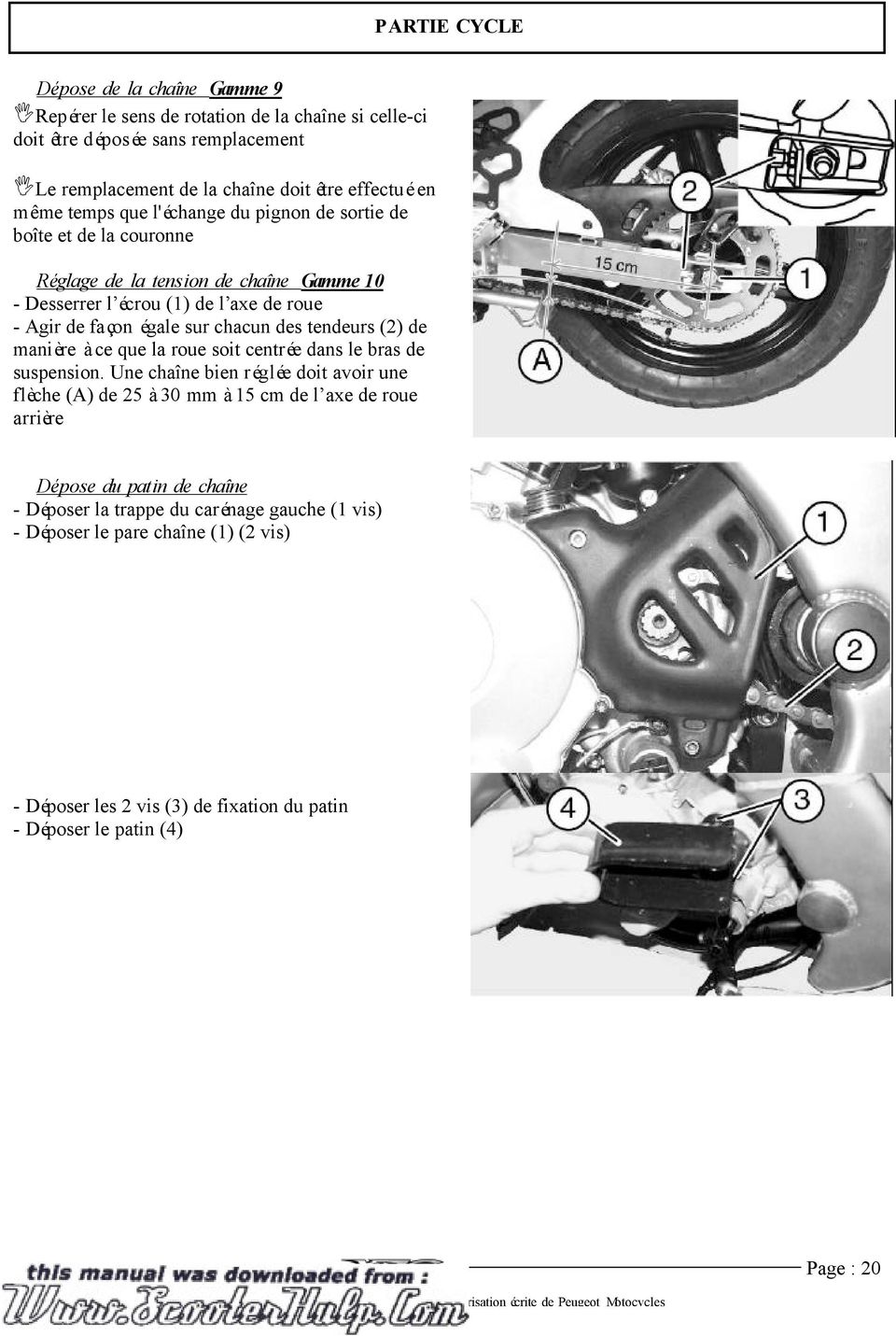 chacun des tendeurs (2) de manière à ce que la roue soit centrée dans le bras de suspension.