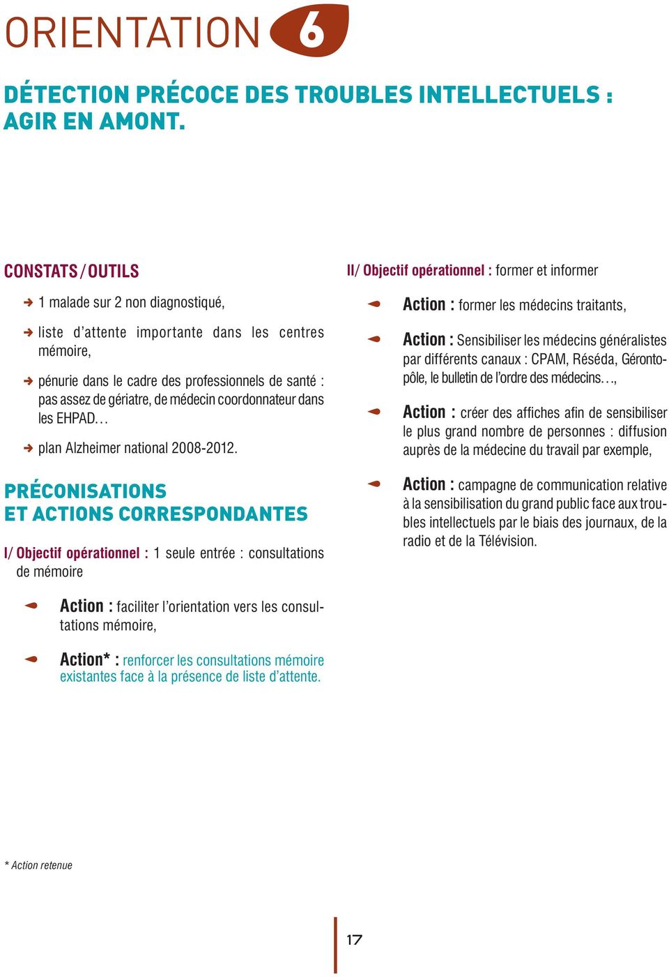 coordonnateur dans les EHPAD, plan Alzheimer national 2008-2012.