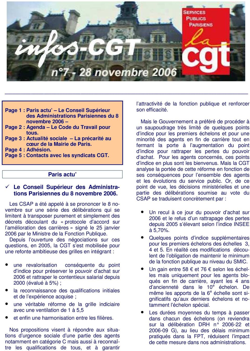 Paris actu Le Conseil Supérieur des Administrations Parisiennes du 8 novembre 2006.