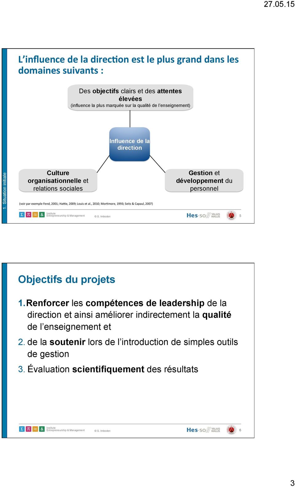 , 2010; Mor<more, 1993; Seitz & Capaul, 2007) Gestion et développement du personnel 5 Objectifs du projets 1.