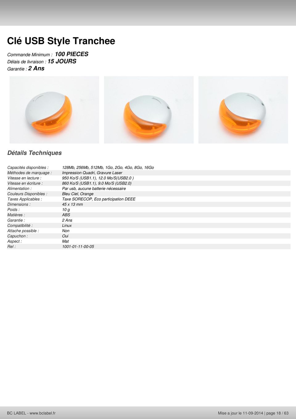Orange 45 x 13 mm 10 g ABS Mat