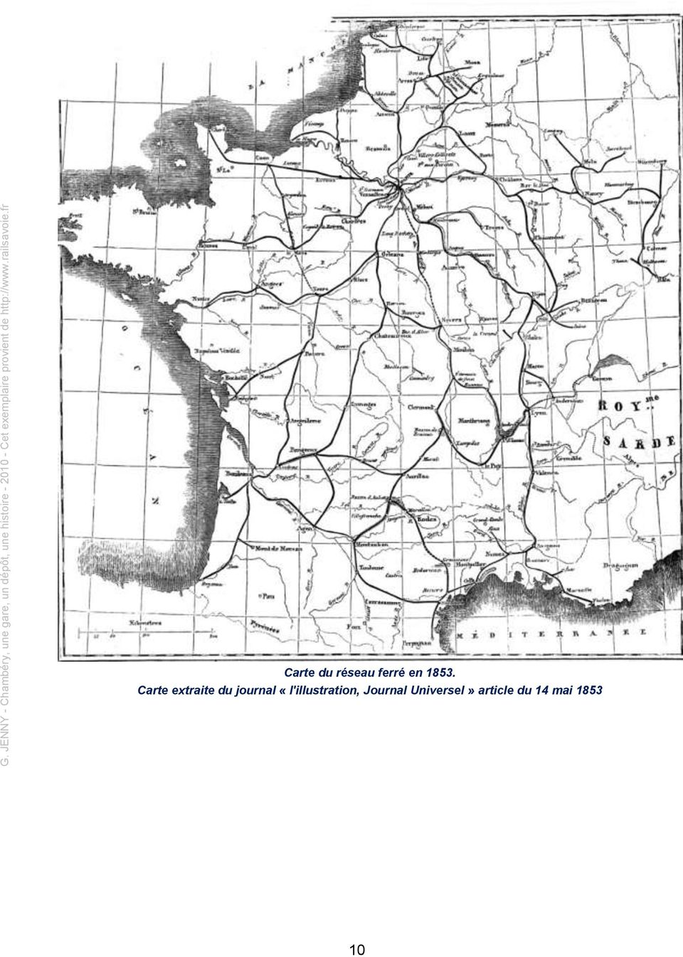 fr Carte du réseau ferré en 1853.