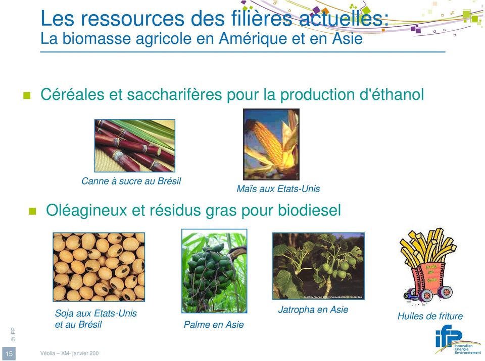 au Brésil Maïs aux Etats-Unis Oléagineux et résidus gras pour biodiesel Soja