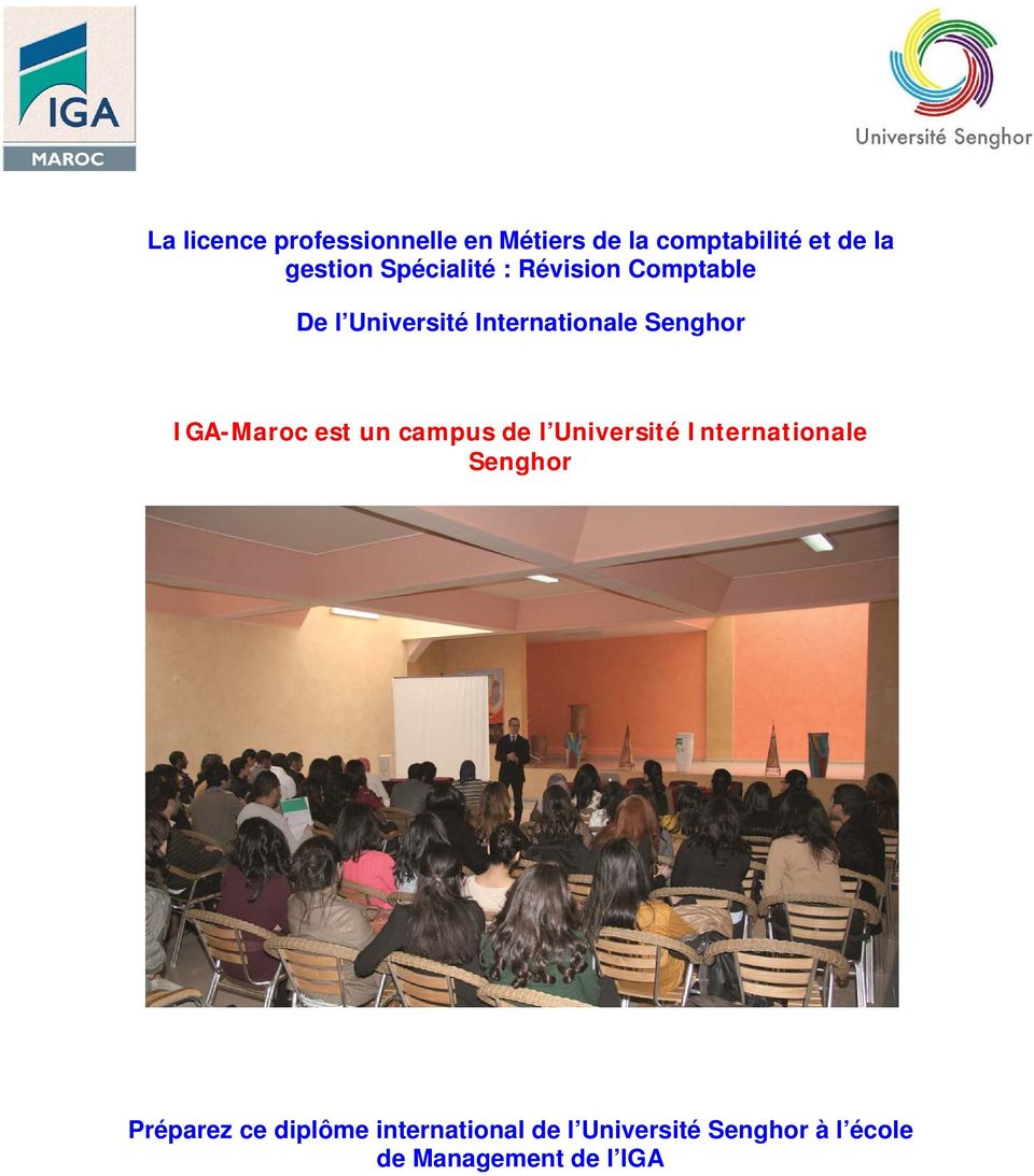 IGA-Maroc est un campus de l Université Internationale Senghor Préparez ce