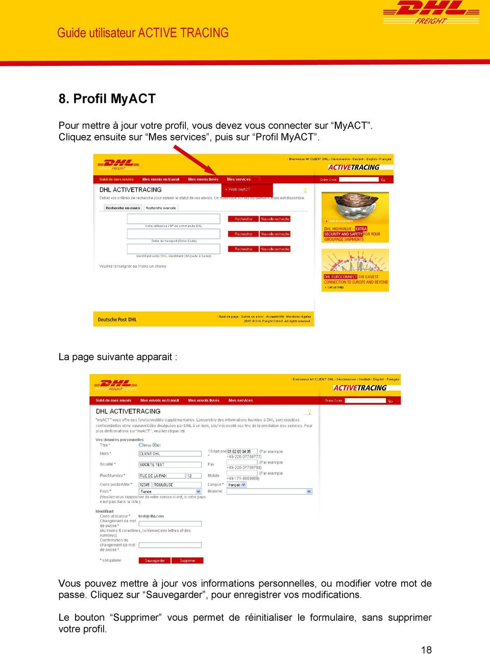 Cliquez ensuite sur Mes services, puis sur Profil MyACT.