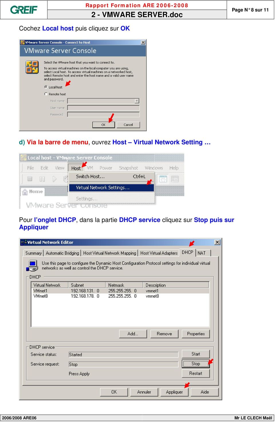 Virtual Network Setting Pour l onglet DHCP, dans