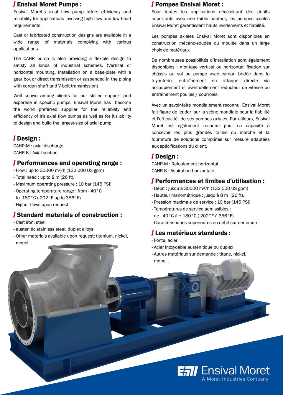 The CAHR pump is also providing a flexible design to satisfy all kinds of industrial schemes.