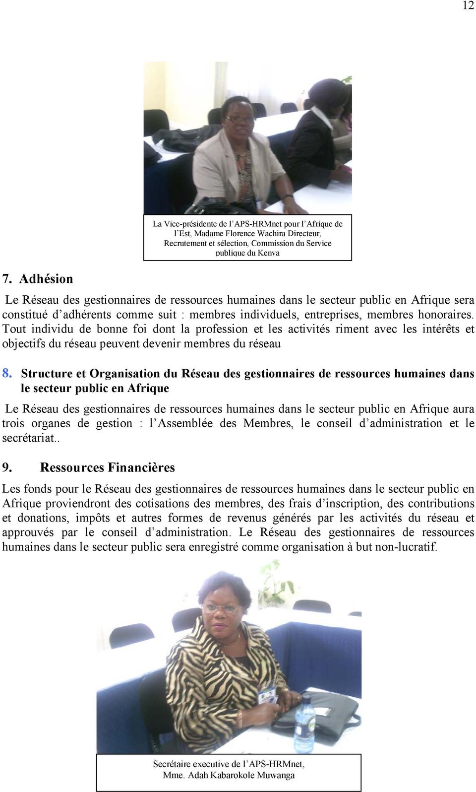 Structure et Organisation du Réseau des gestionnaires de ressources humaines dans le secteur public en Afrique Le Réseau des gestionnaires de ressources humaines dans le secteur public en Afrique