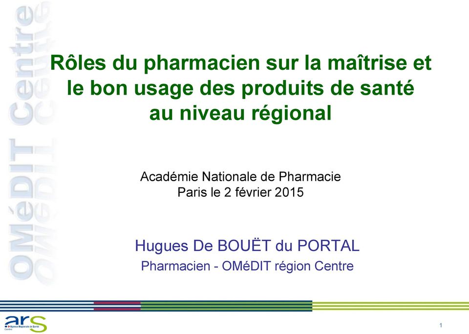 Nationale de Pharmacie Paris le 2 février 2015