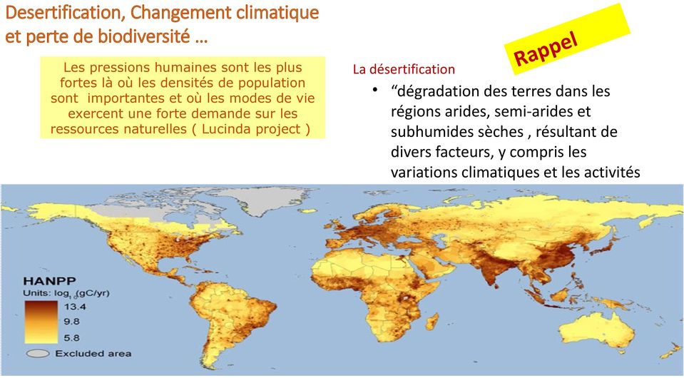 naturelles ( Lucinda project ) La désertification l e p Rap dégradation des terres dans les régions arides,