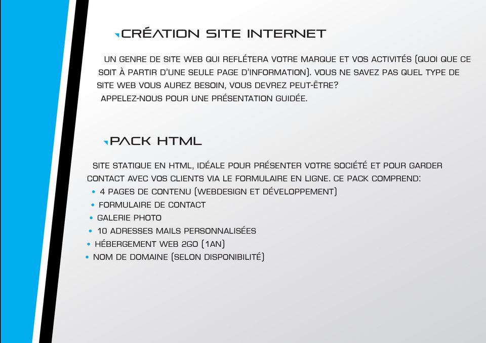 Pack HTML Site statique en html, idéale pour présenter votre société et pour garder contact avec vos clients via le formulaire en ligne.
