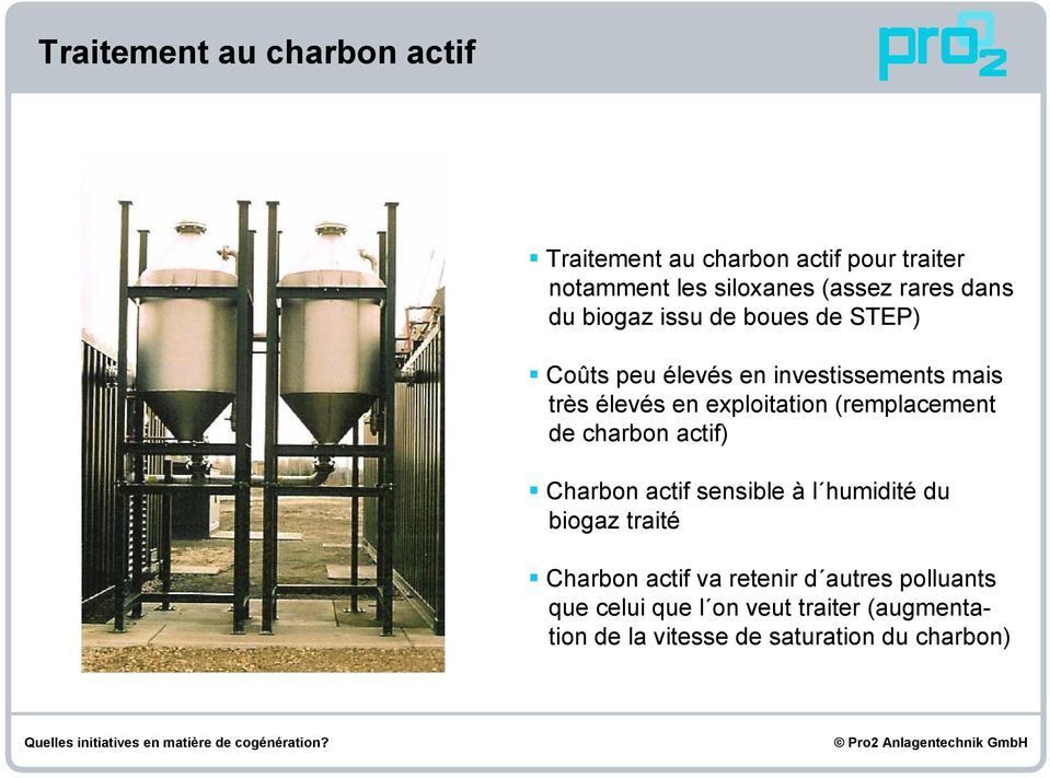 (remplacement de charbon actif) Charbon actif sensible à l humidité du biogaz traité Charbon actif va