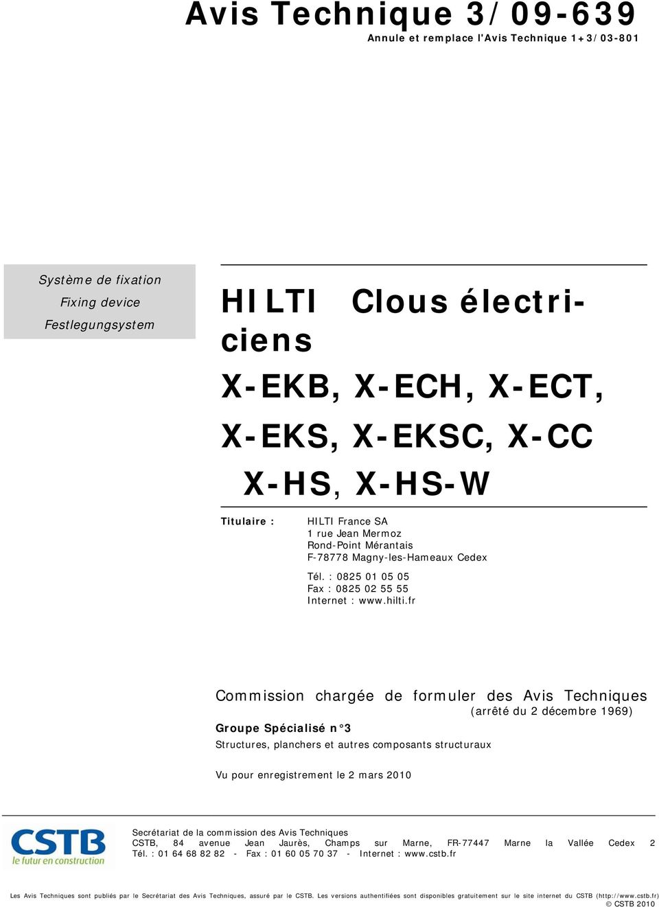 Étrier attache-câble X-ECT U22 - Éléments de fixation - Hilti