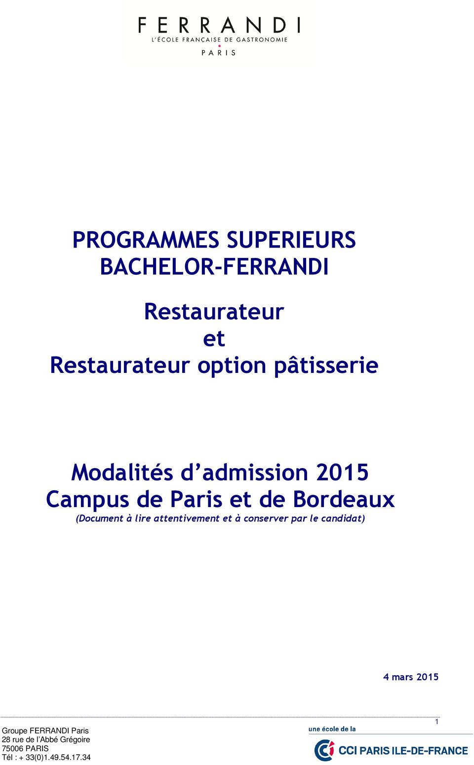 2015 Campus de Paris et de Bordeaux (Document à lire