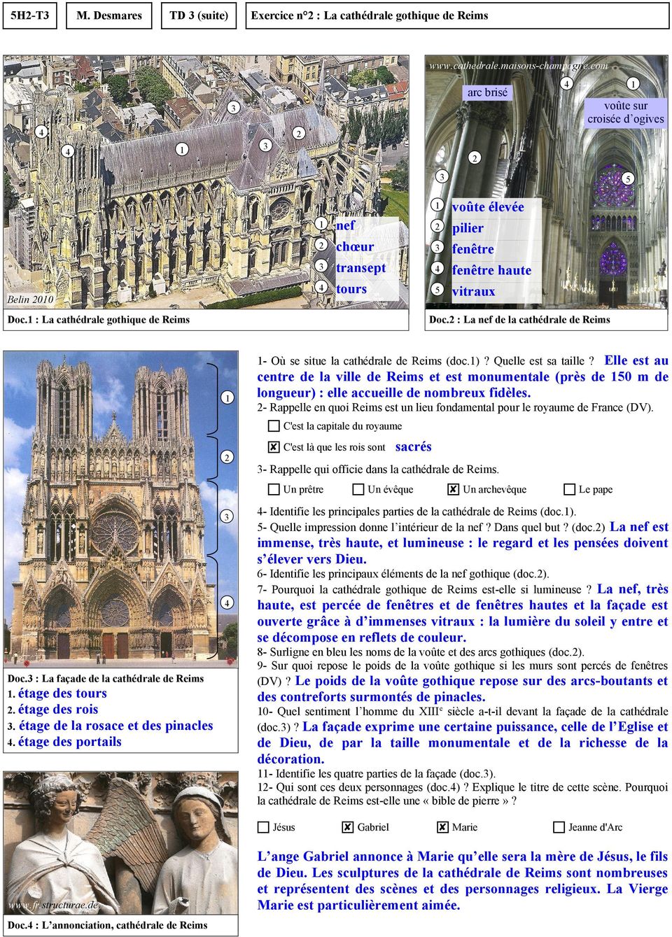 : La nef de la cathédrale de Reims Elle est au centre de la ville de Reims et est monumentale (près de 0 m de longueur) : elle accueille de nombreux fidèles. - Où se situe la cathédrale de Reims (doc.