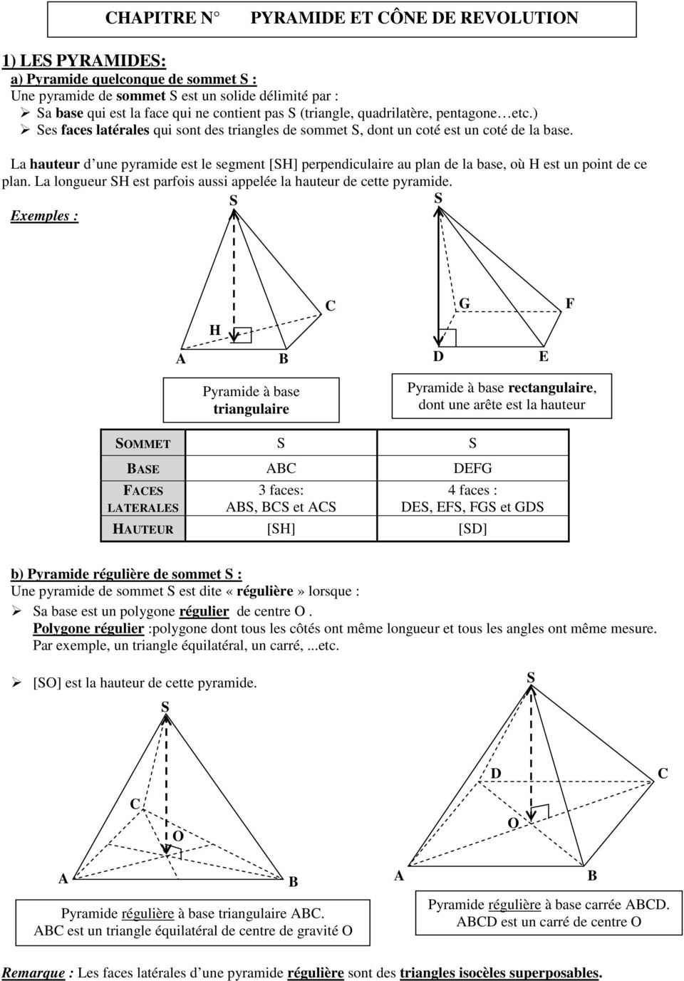 Réaliser le patron d une pyramide de dimension donnée. Calculer le volume d  une pyramide et d un cône de révolution. - PDF Téléchargement Gratuit