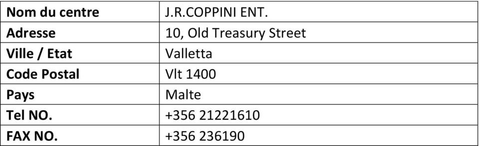 Code Postal Vlt 1400 Malte Tel