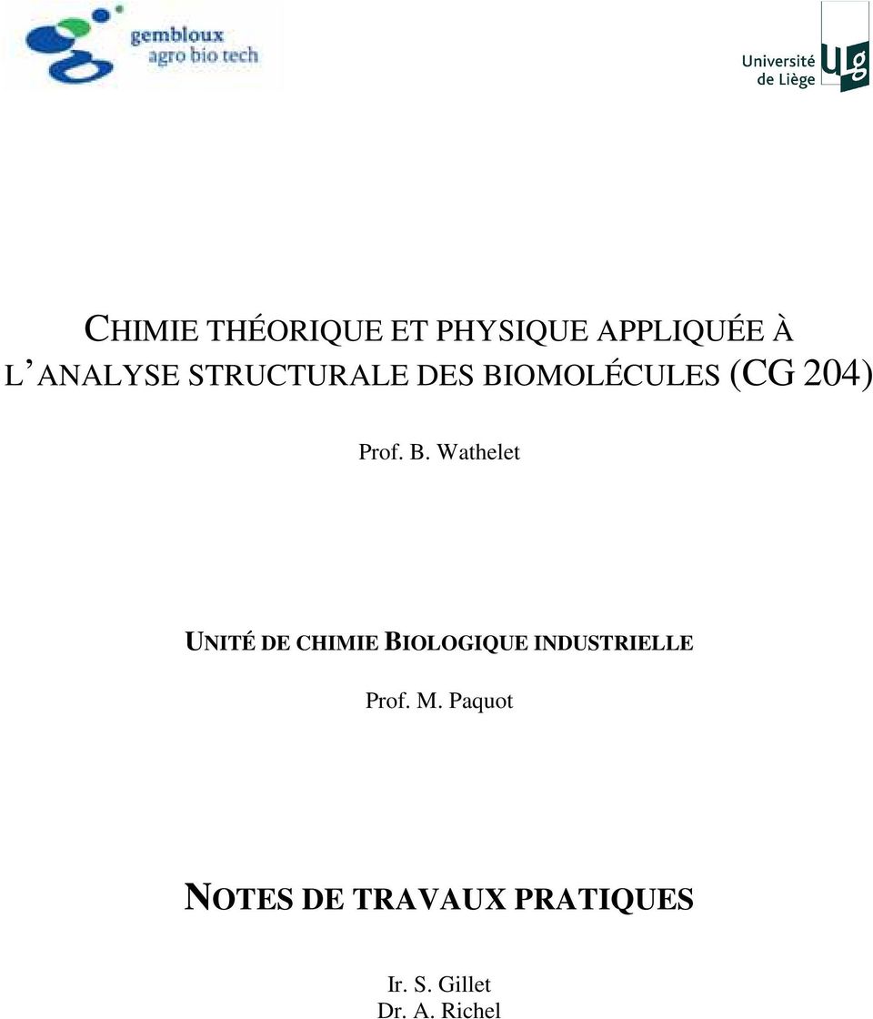 OMOLÉCULES (CG 204) Prof. B.