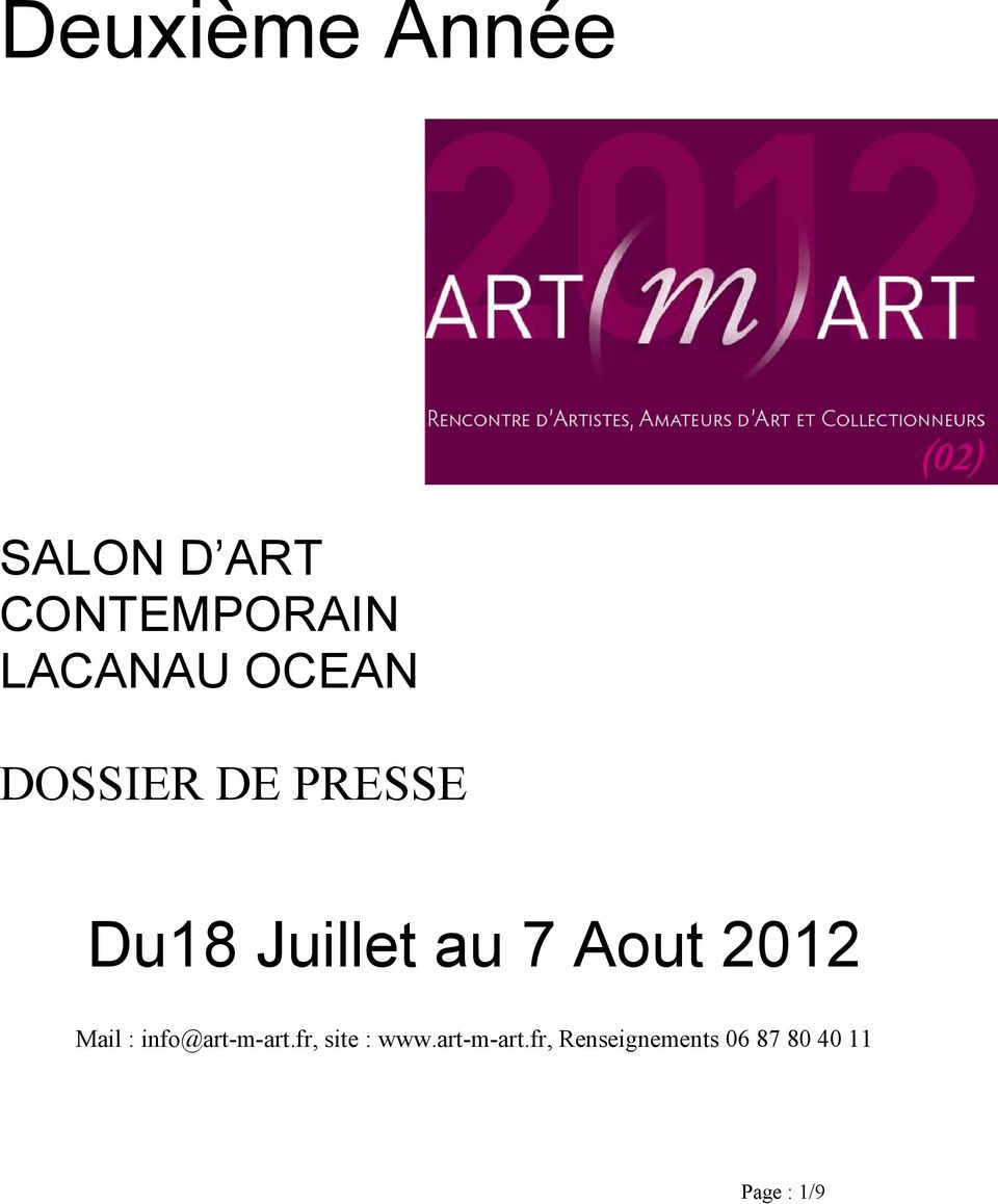 2012 Mail : info@art-m-art.fr, site : www.