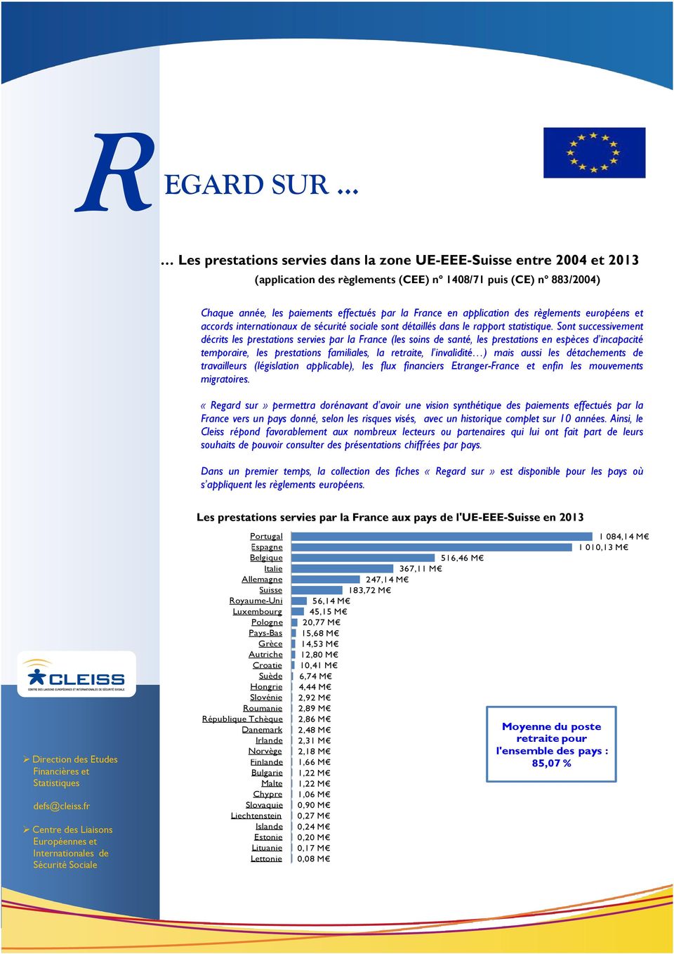 des règlements européens et accords internationaux de sécurité sociale sont détaillés dans le rapport statistique.