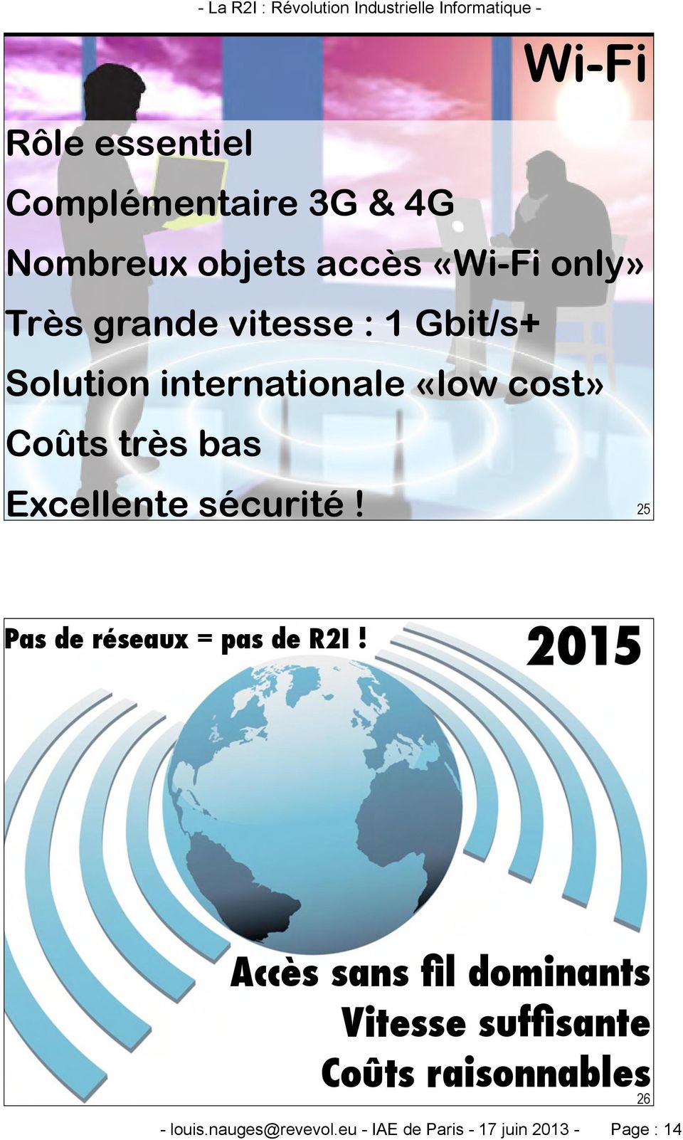 - La R2I : Révolution Industrielle Informatique - Wi-Fi 25 Pas de réseaux = pas de R2I!