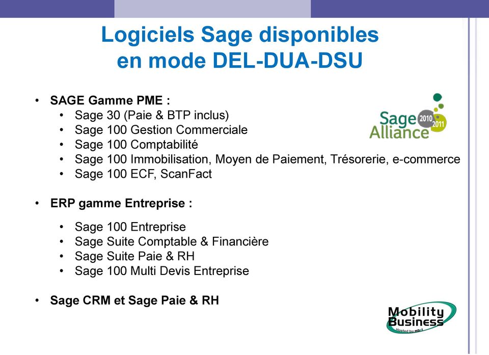 Trésorerie, e-commerce Sage 100 ECF, ScanFact ERP gamme Entreprise : Sage 100 Entreprise Sage