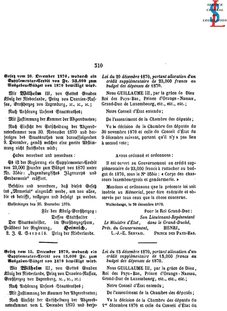 Decemder, gemäß welchen eine zweite Abstimmung Es ist der Regierung ein Supplementar-Credit von 23,000 Franken zum Büdget von 1870 unter Nr.