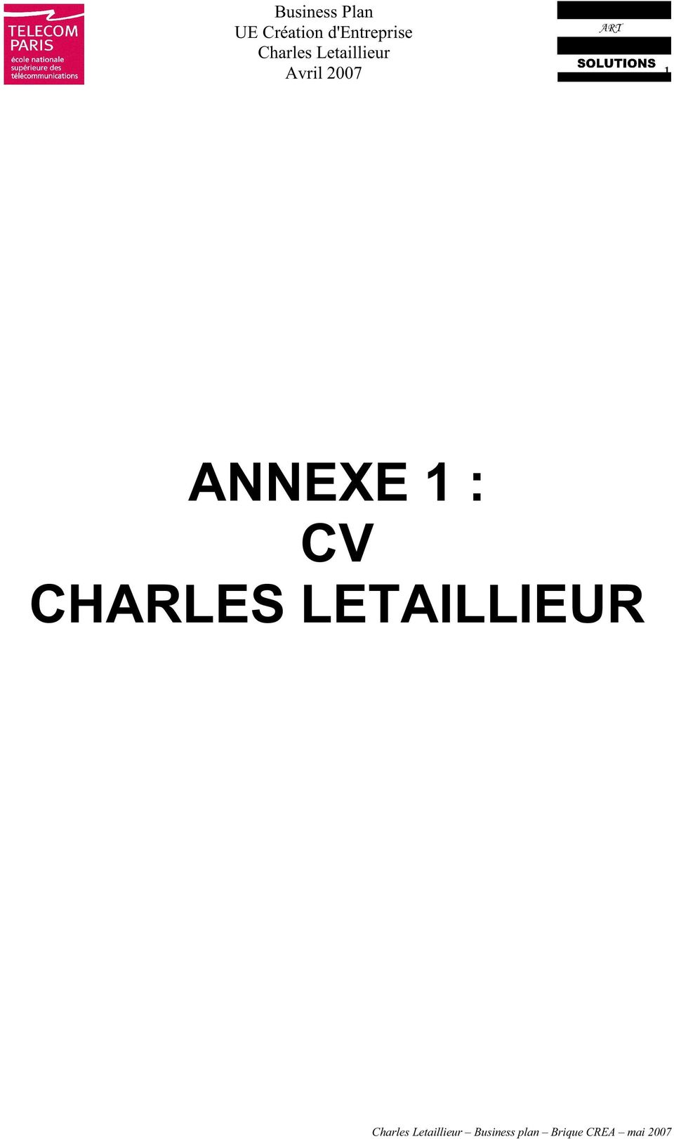 1 : CV CHARLES LETAILLIEUR Charles