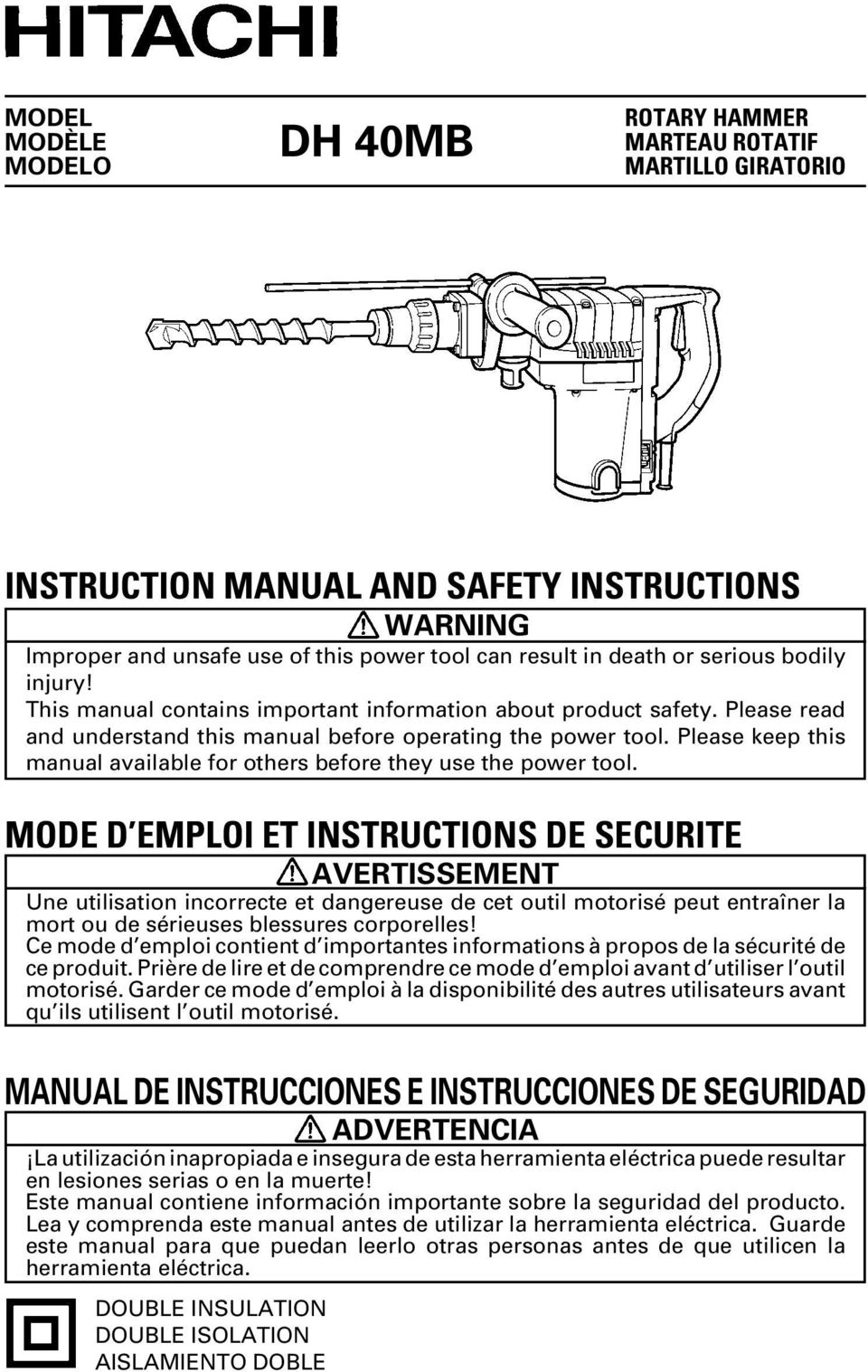 Please keep this manual available for others before they use the power tool.