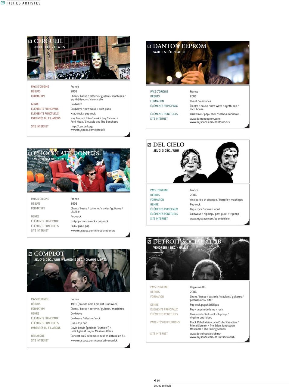 PARENTÉS OU FILIATIONS Kas Product / Kraftwerk / Joy Division / Poni Hoax / Siouxsie and The Banshees http://cercueil.org www.myspace.