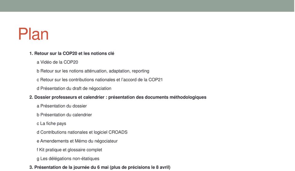 nationales et l accord de la COP21 d Présentation du draft de négociation 2.