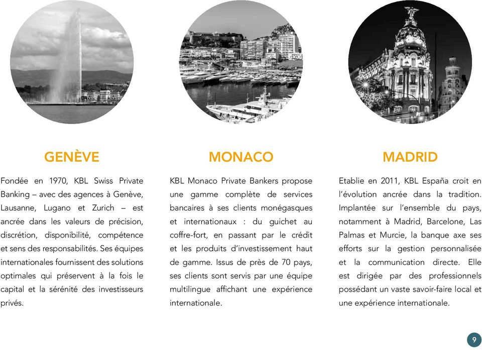 MONACO KBL Monaco Private Bankers propose une gamme complète de services bancaires à ses clients monégasques et internationaux : du guichet au coffre-fort, en passant par le crédit et les produits d