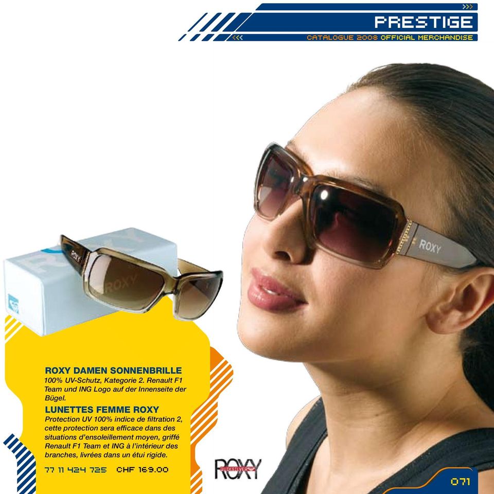 LUNETTES FEMME ROXY Protection UV 100% indice de filtration 2, cette protection sera