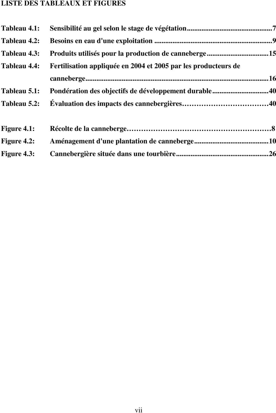 4: Fertilisation appliquée en 2004 et 2005 par les producteurs de canneberge...16 Tableau 5.1: Pondération des objectifs de développement durable.
